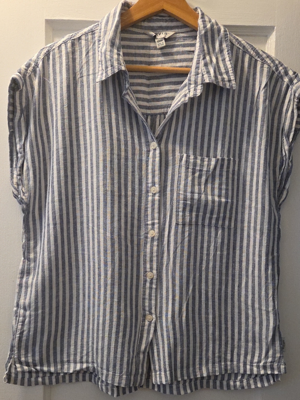 Orvis Blue & White Striped Short-Sleeve Button-Down Shirt